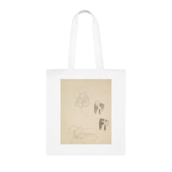 Gustav Klimt - Zwei kauernde Akte und zwei Profilstudien nach links