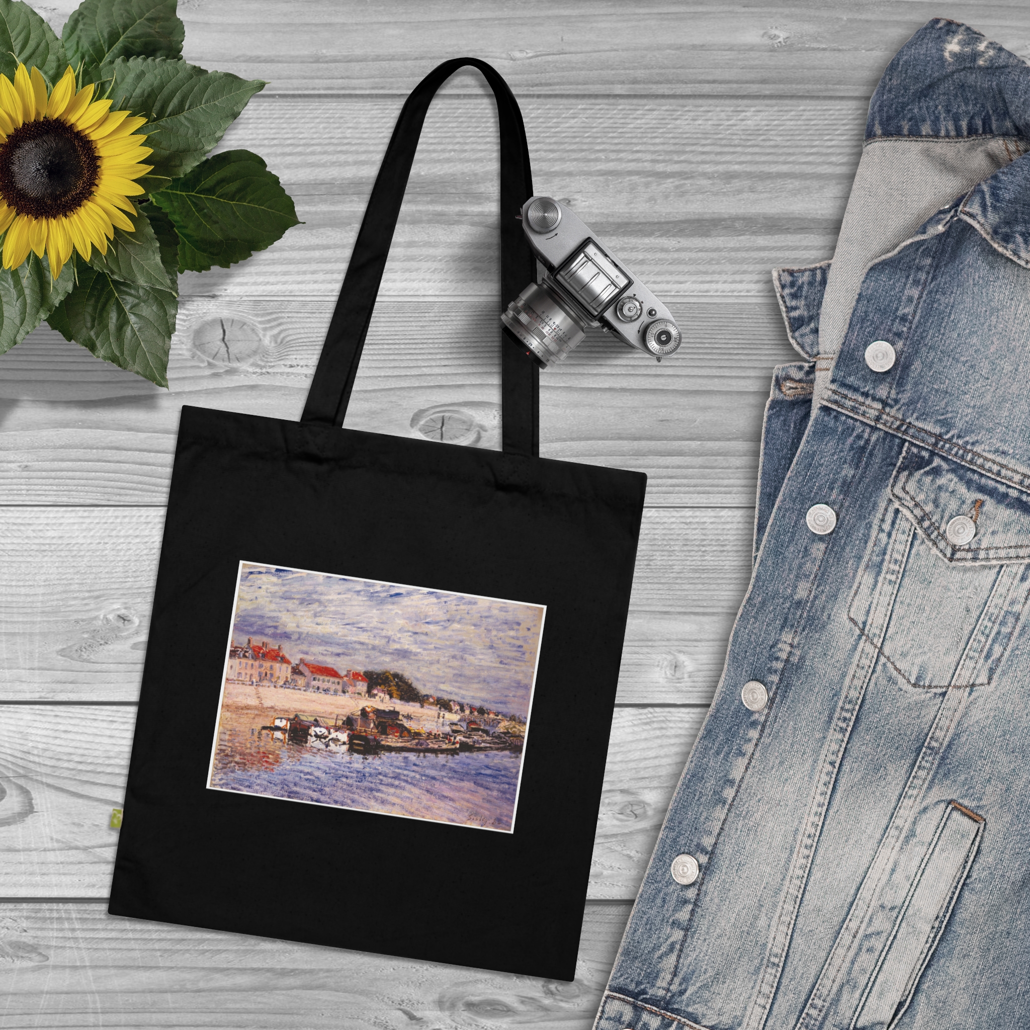 12761712385391745478_2048.jpeg Alfred Sisley – Barges on the Loing | Art Tote Bag