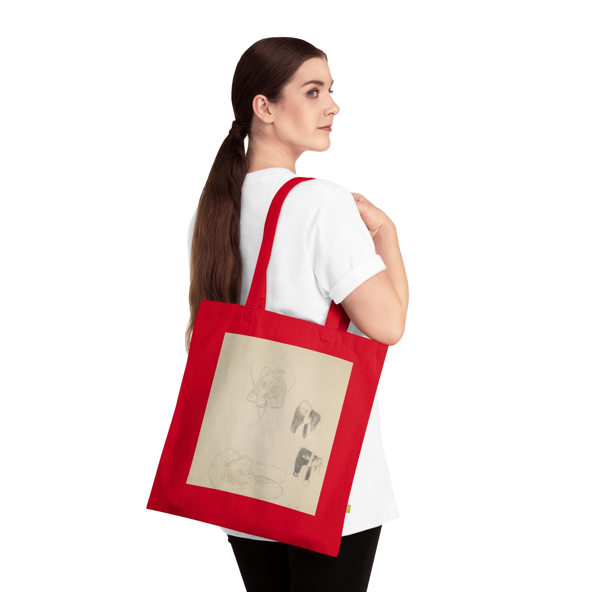 13124336701872721183_2048.jpeg Gustav Klimt – Zwei kauernde Akte und zwei Profilstudien nach links | Art Tote Bag