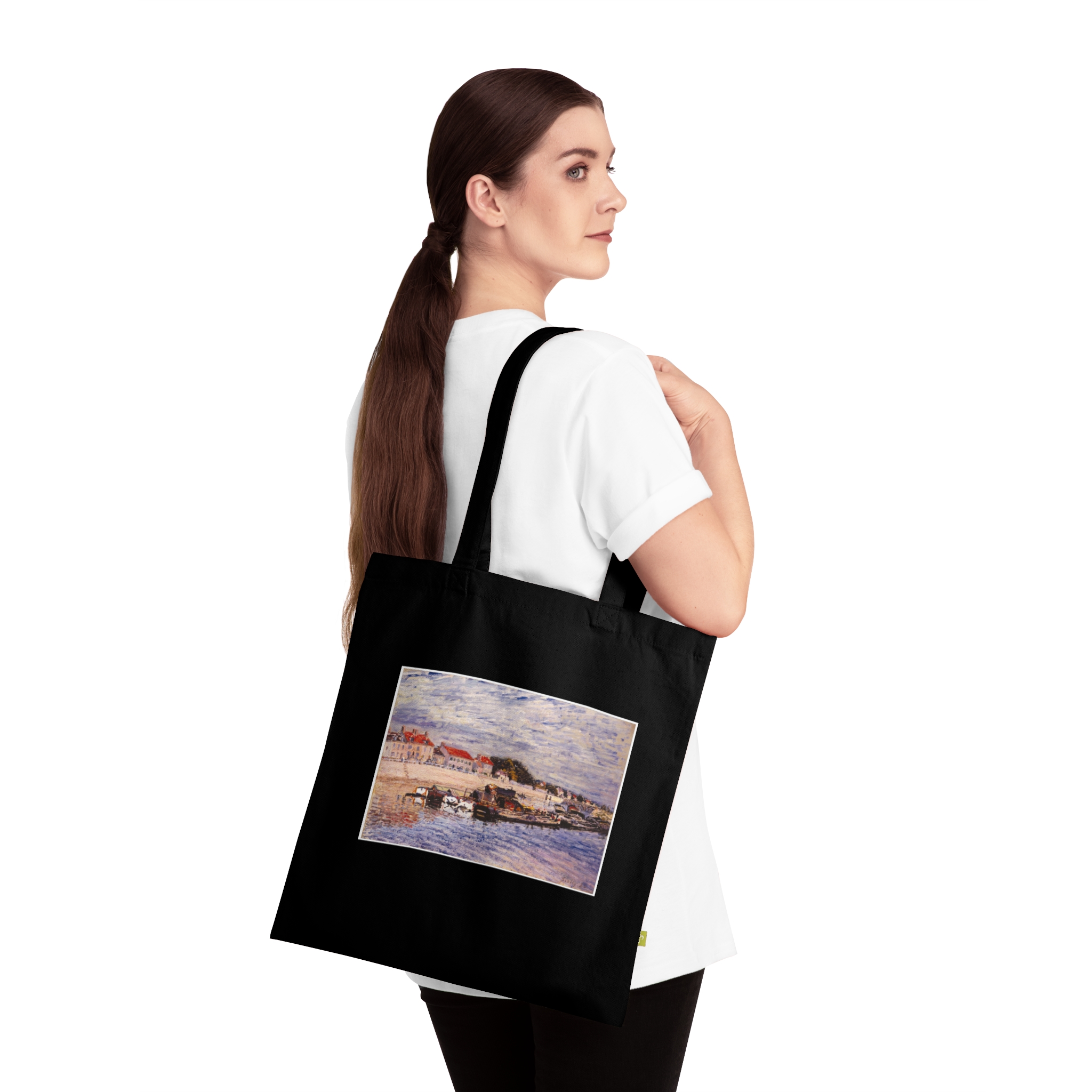 7492378639713461704_2048.jpeg Alfred Sisley – Barges on the Loing | Art Tote Bag