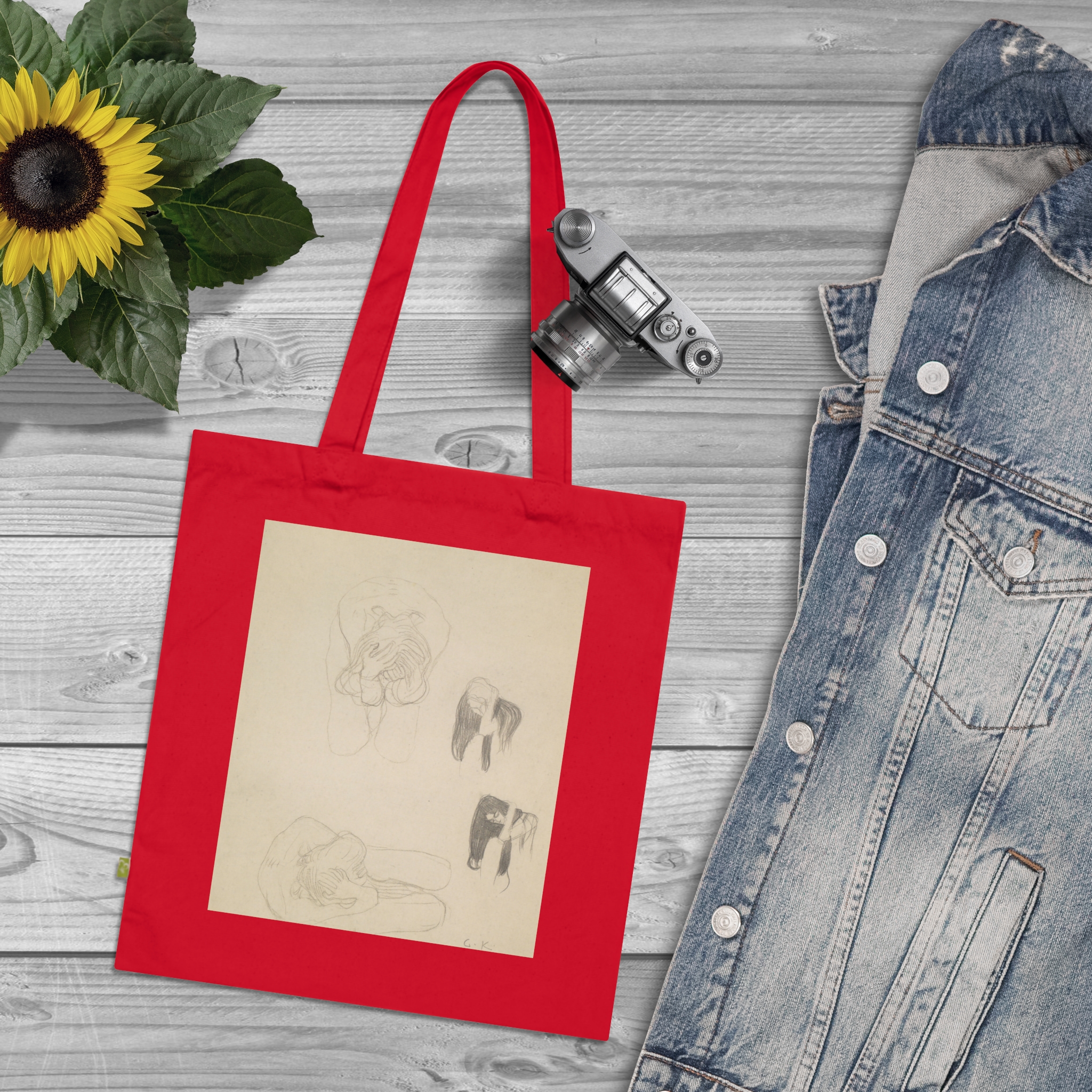 811671129869747470_2048.jpeg Gustav Klimt – Zwei kauernde Akte und zwei Profilstudien nach links | Art Tote Bag