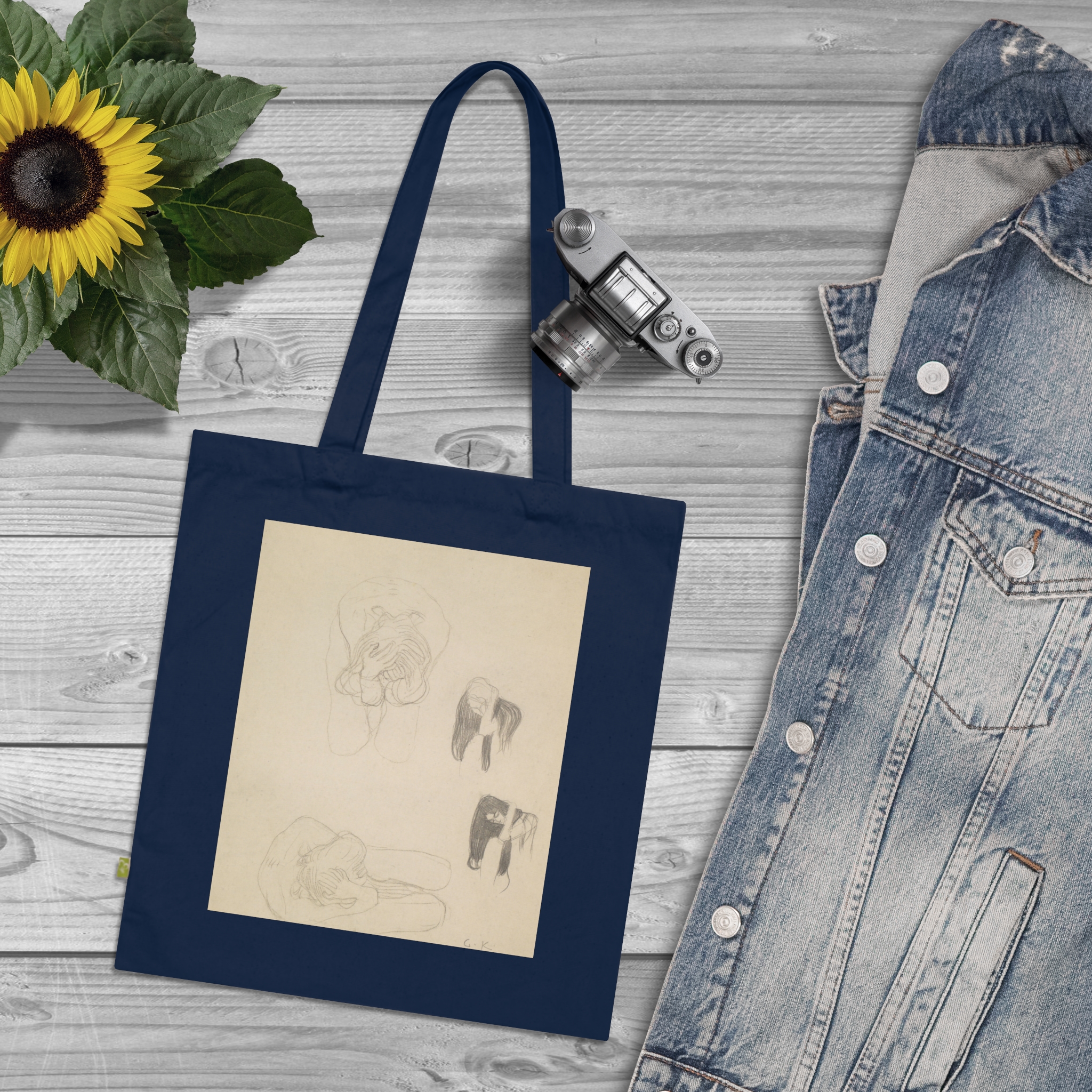 9456021494545517422_2048.jpeg Gustav Klimt – Zwei kauernde Akte und zwei Profilstudien nach links | Art Tote Bag