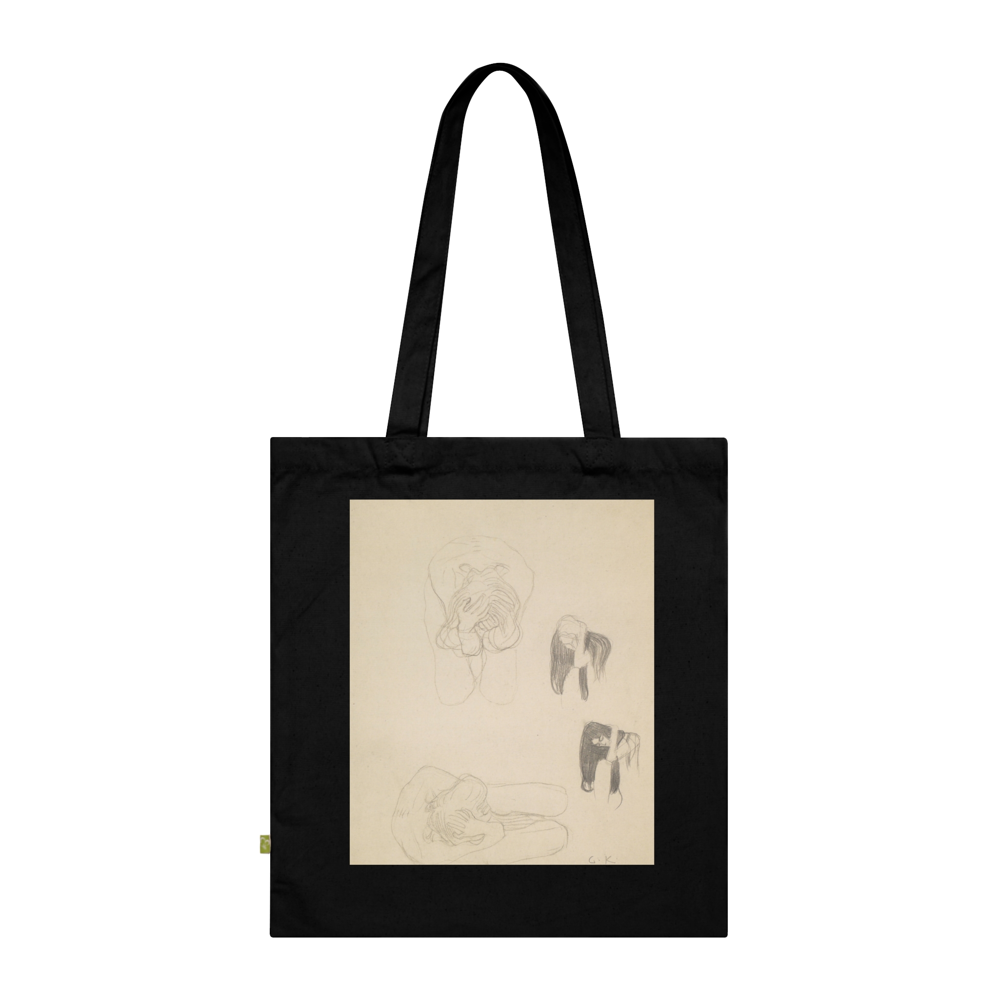 9940036668687498048_2048.jpeg Gustav Klimt – Zwei kauernde Akte und zwei Profilstudien nach links | Art Tote Bag