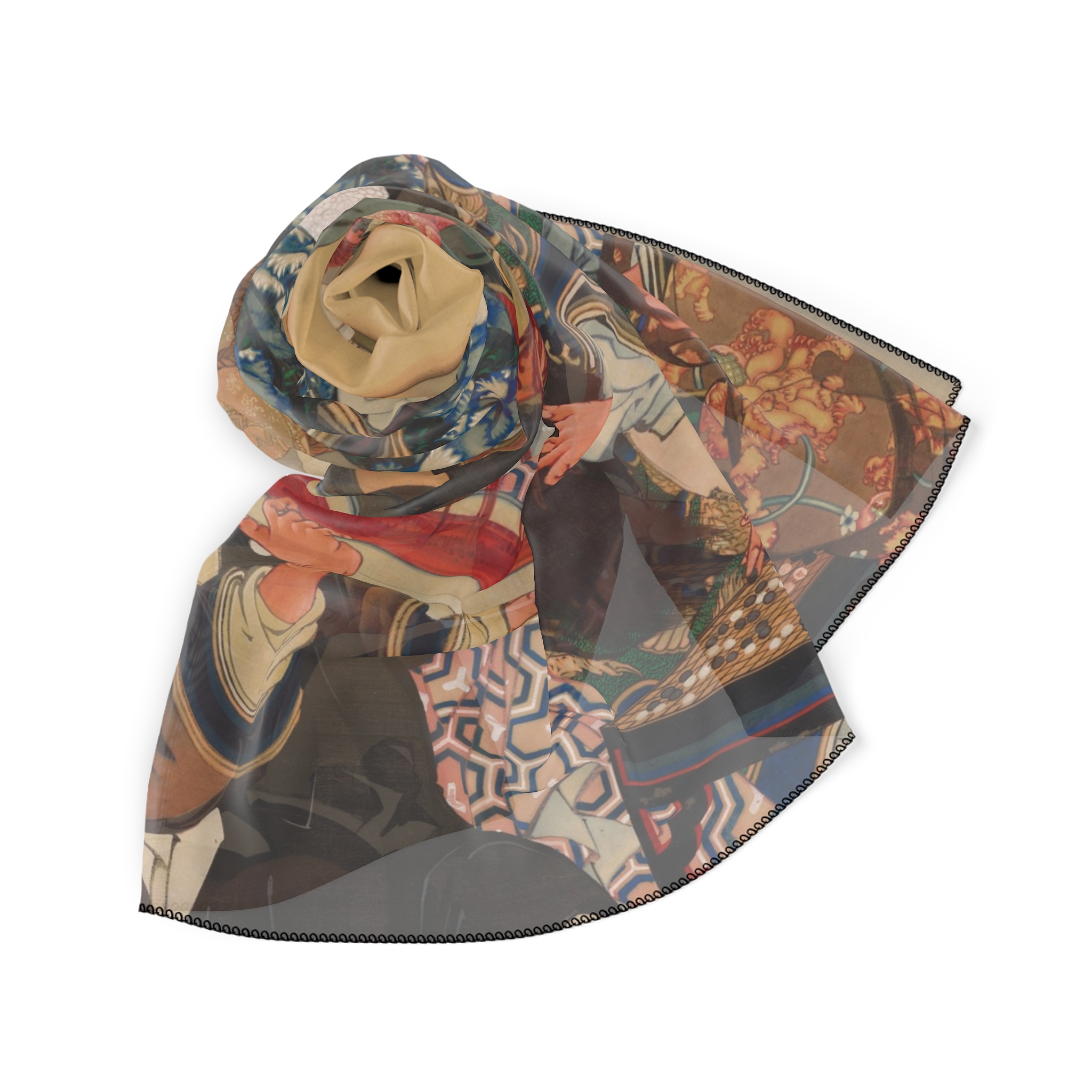 katsushika Ōi operating on guan yu's arm Katsushika Ōi – Operating on Guan Yu's Arm | Art Scarf