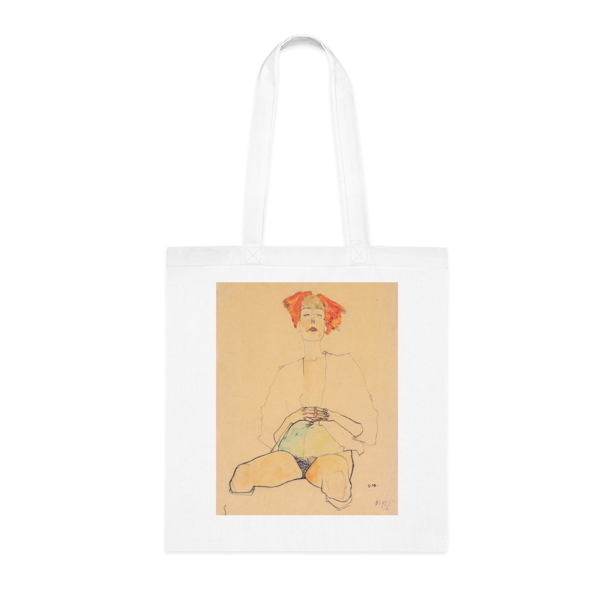 Egon Schiele – Sitzender Halbakt mit rotem Haar – 1910