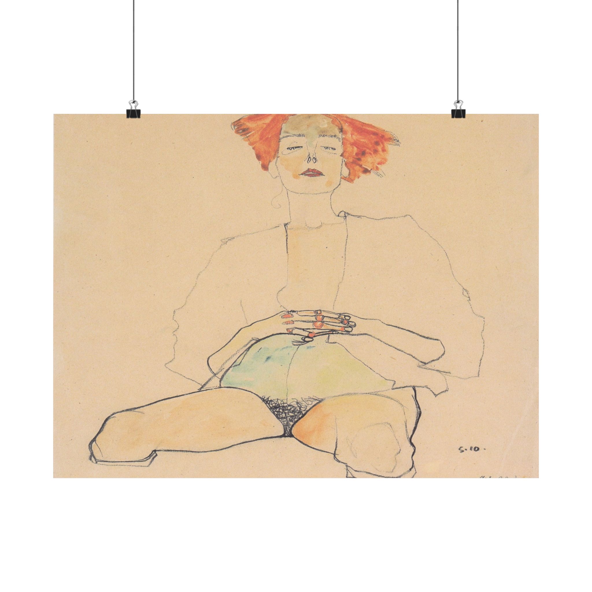 egon schiele – sitzender halbakt mit rotem haar – 1910 egon schiele – sitzender halbakt mit rotem haar – 1910