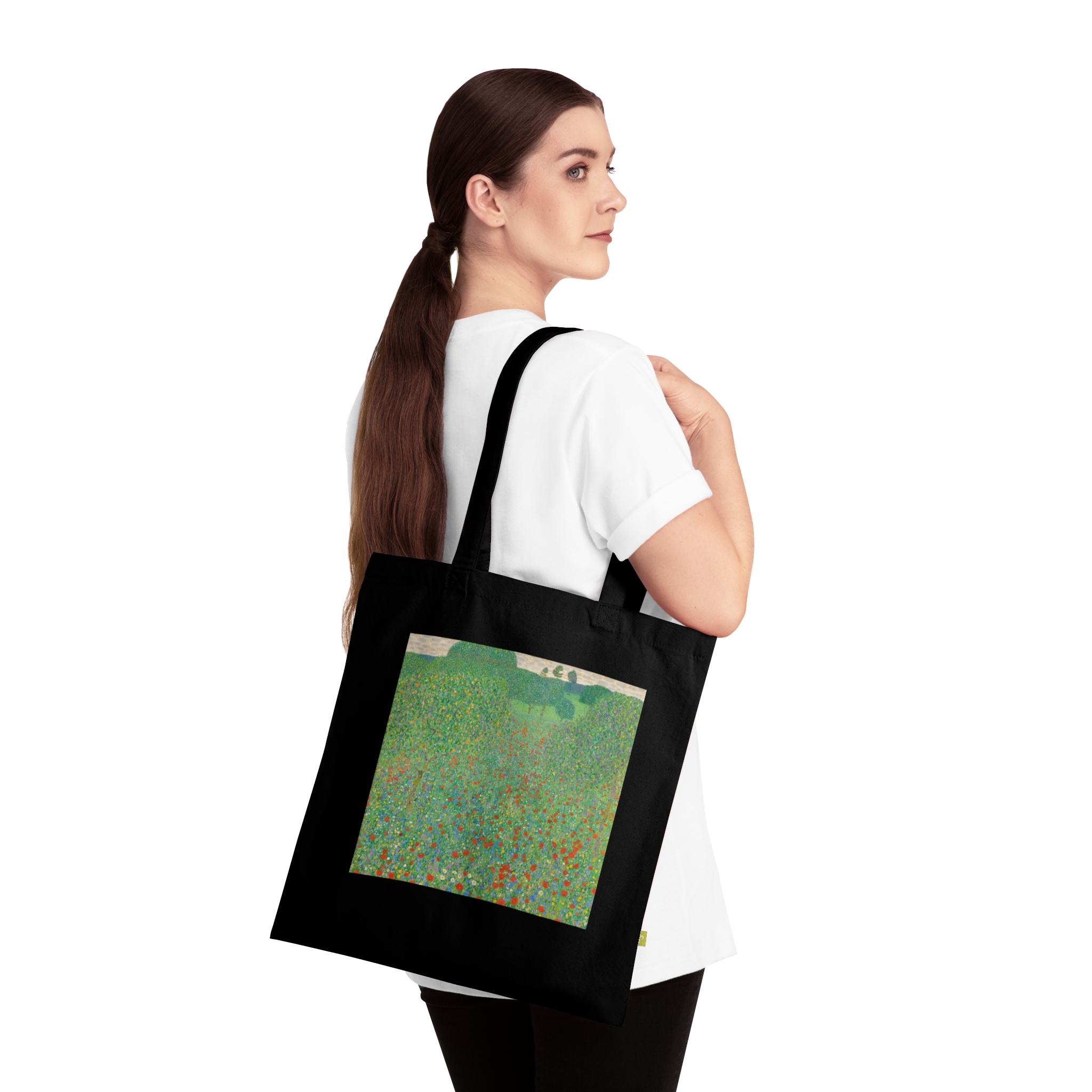 gustav klimt blooming poppies | art tote bag gustav klimt blooming poppies | art tote bag