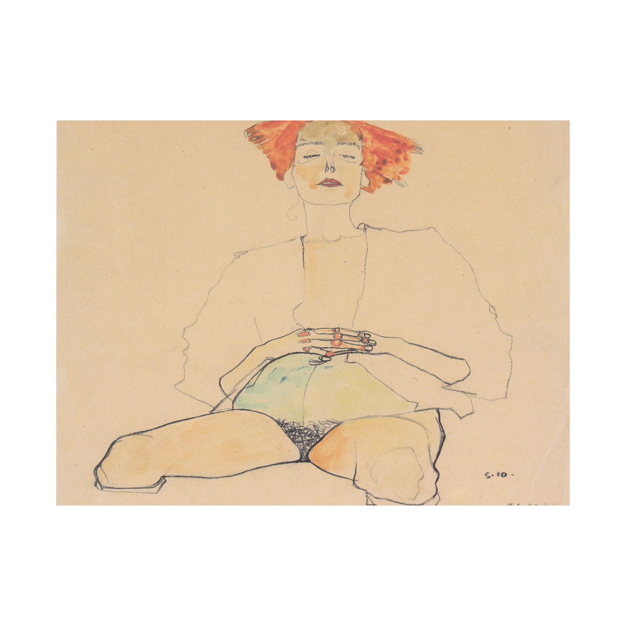 egon schiele – sitzender halbakt mit rotem haar – 1910 egon schiele – sitzender halbakt mit rotem haar – 1910