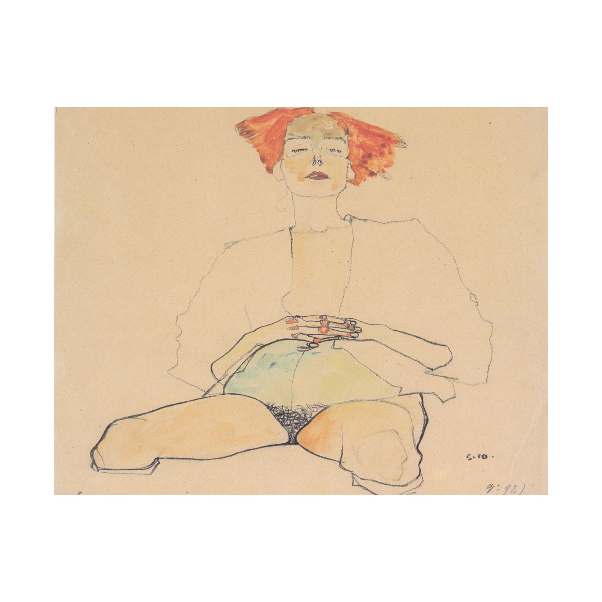egon schiele – sitzender halbakt mit rotem haar – 1910 egon schiele – sitzender halbakt mit rotem haar – 1910