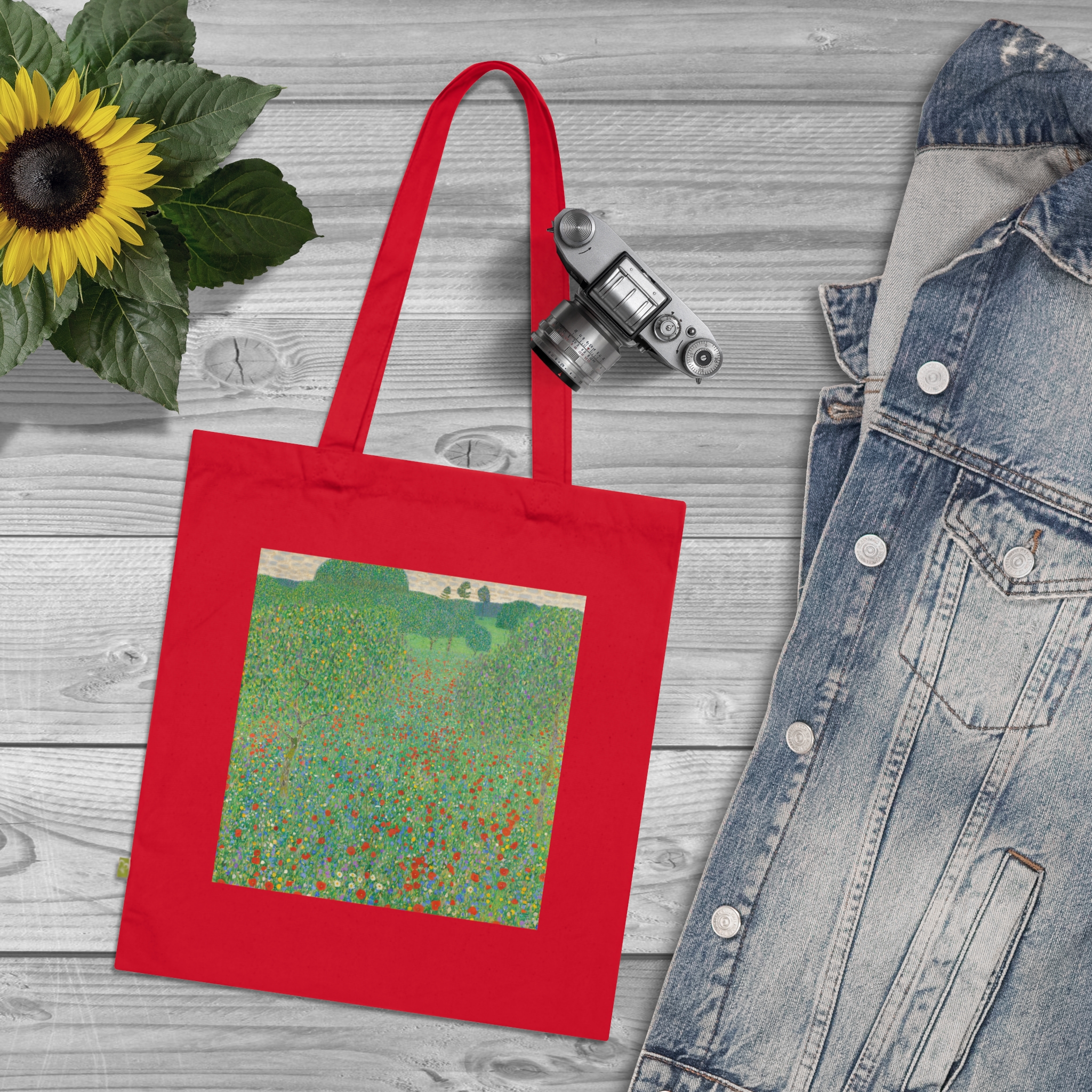 gustav klimt blooming poppies | art tote bag gustav klimt blooming poppies | art tote bag