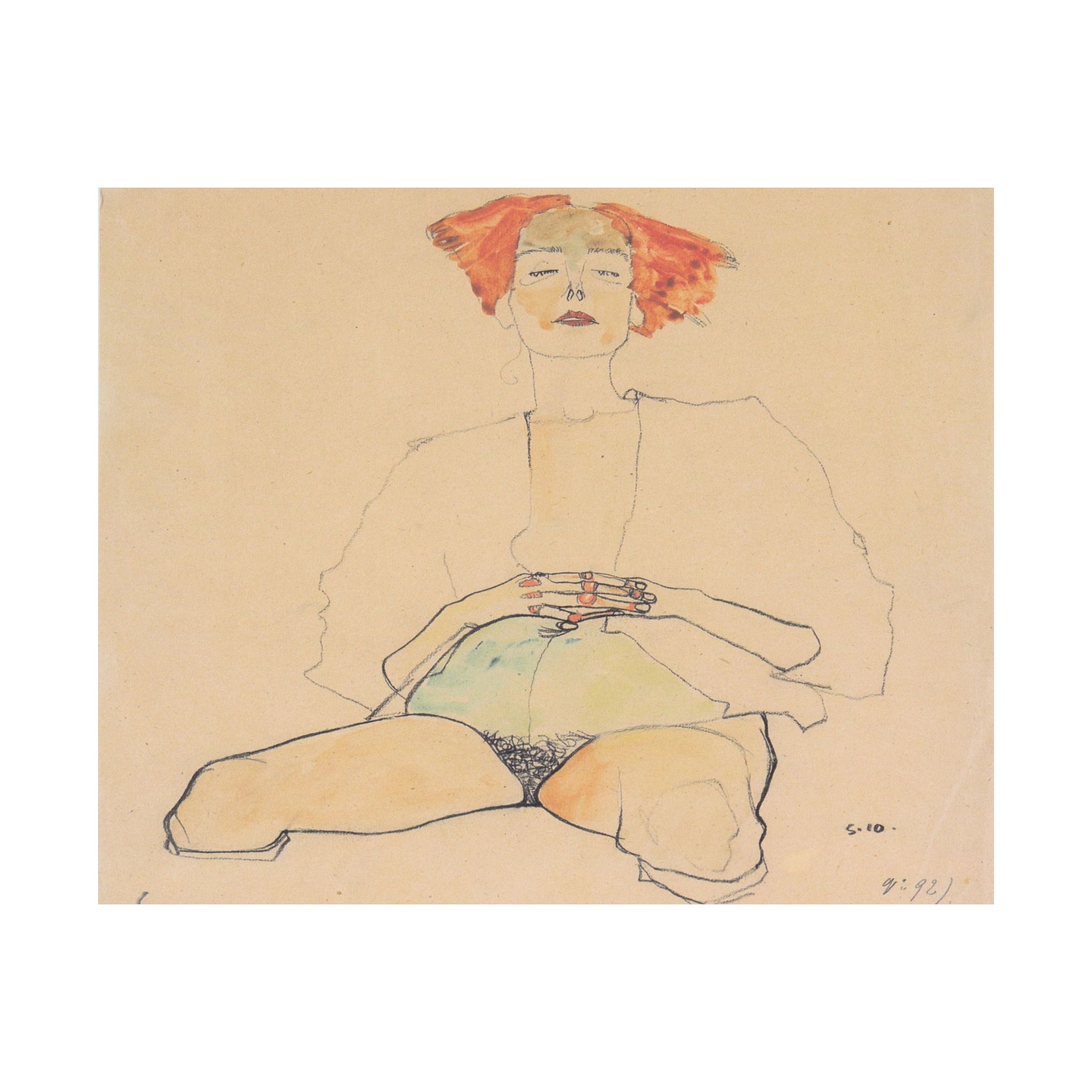 egon schiele – sitzender halbakt mit rotem haar – 1910 egon schiele – sitzender halbakt mit rotem haar – 1910