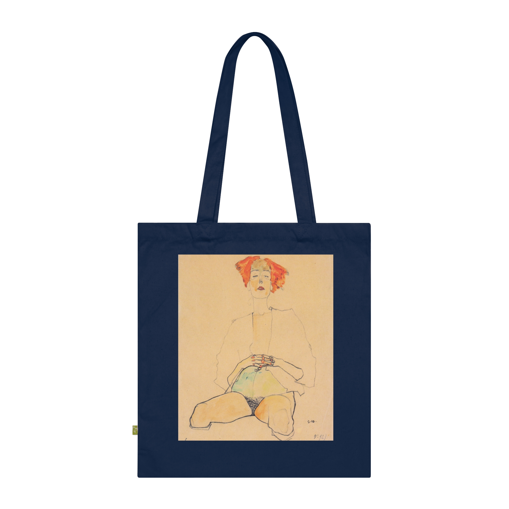 Egon Schiele – Sitzender Halbakt mit rotem Haar – 1910