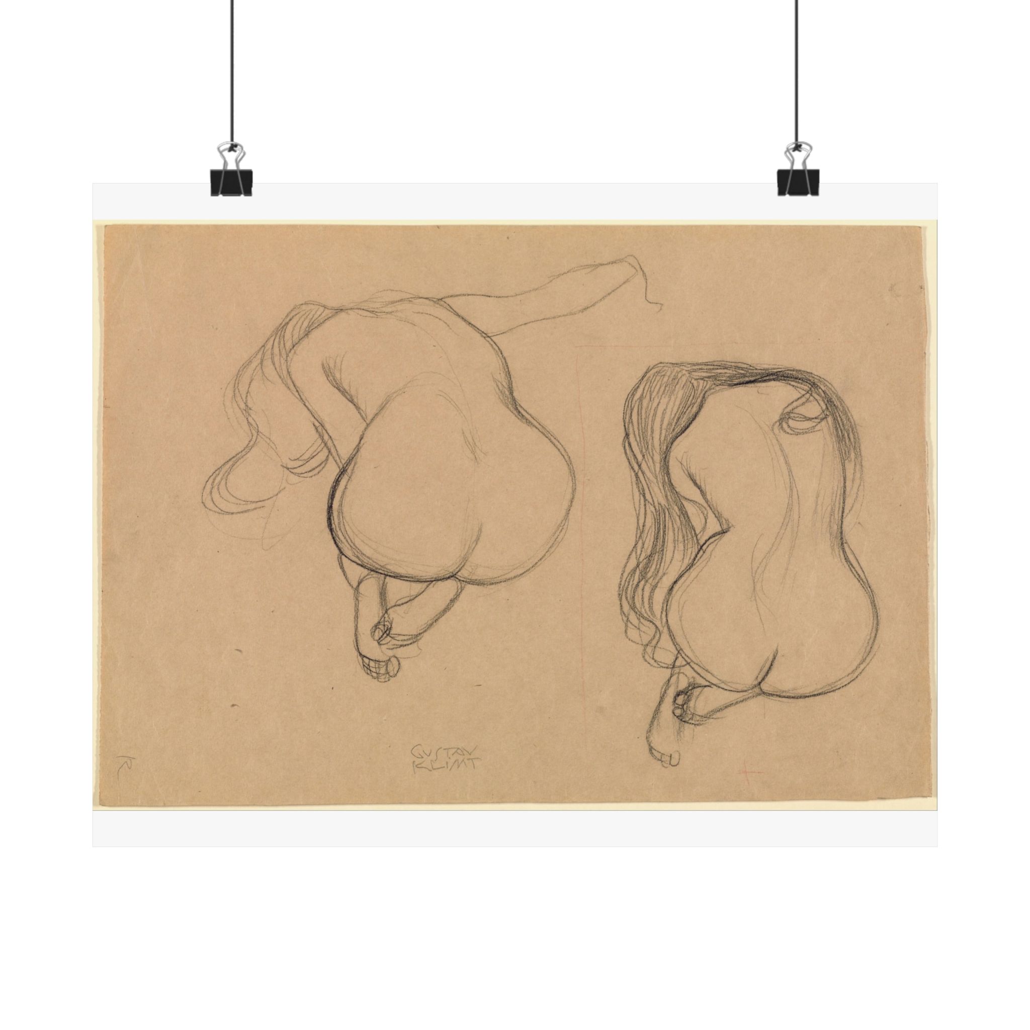 gustav klimt %28austrian – two studies of a seated nude with long hair – google art project