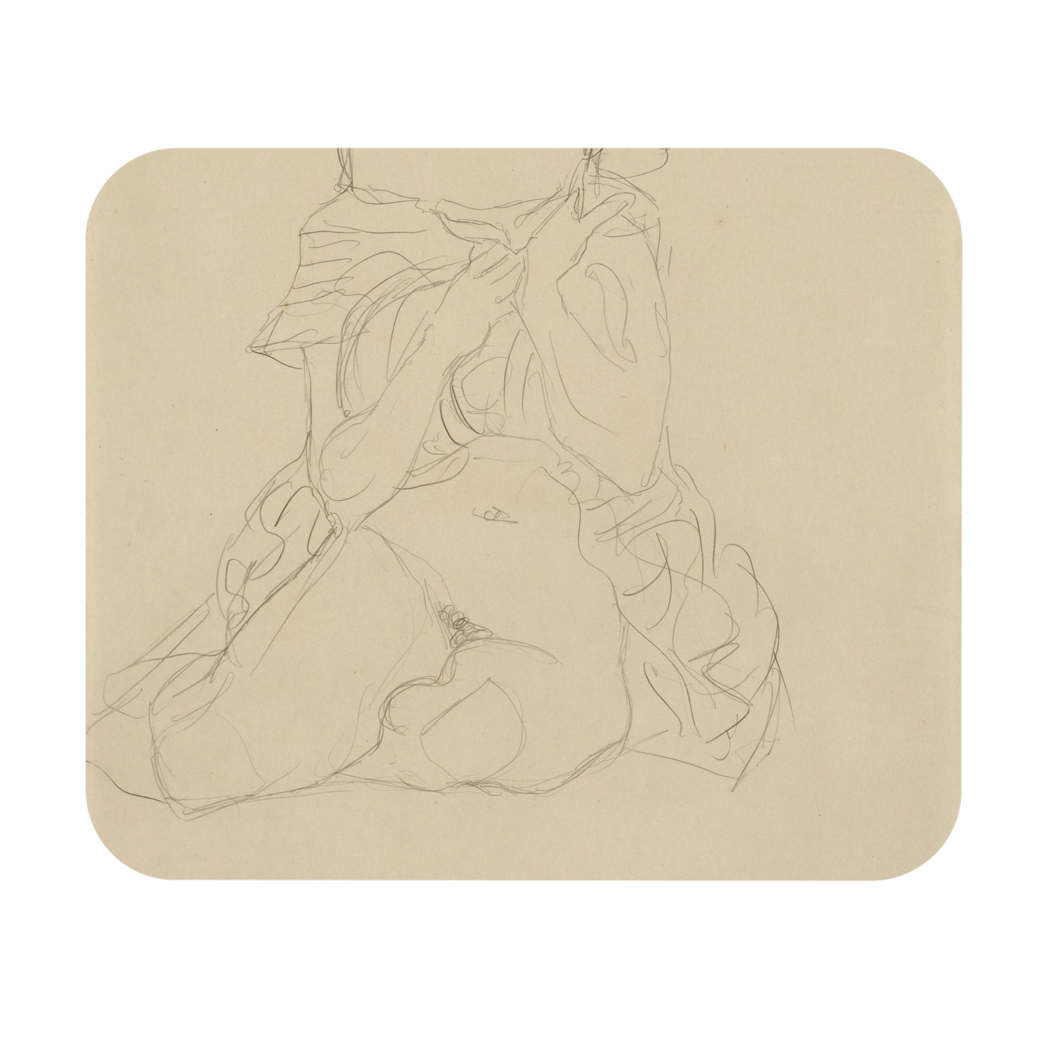 Gustav Klimt - Sitzender Halbakt von vorne Studie zu Tod und Leben